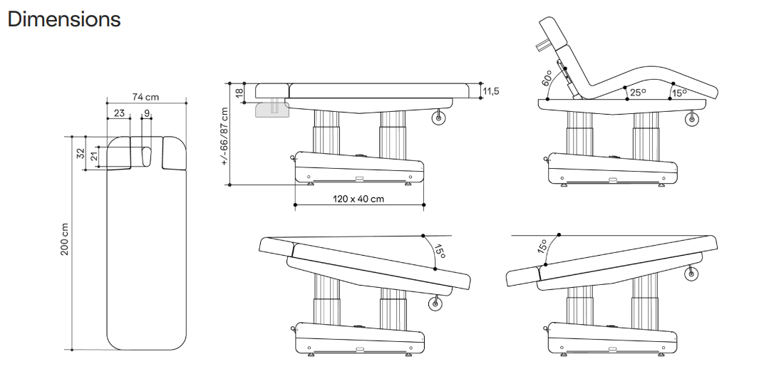 Dimensions table Naggura S4 UP PRO